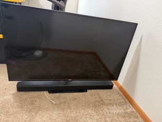 Roku 43” Tv W/ LG Soundbar & Heavy Duty Stand
