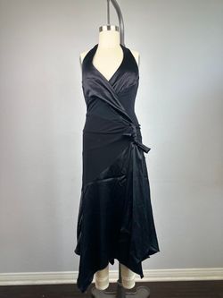 Bebe Y2K Black Halter Wrap Asymmetrical Midi Dress Size S