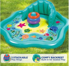 Aqua Swim School Baby Splash Mat UPF 50+ Canopy Play Rings 6–24 Months NEW