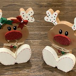 New Boy and Girl Wood Reindeer Set
