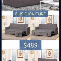 Brand New Sectional, Futon, Sofa Bed 
Grey Fabric 
SOFA: 79.5 X 34.25 X 33.75H BED" 79.5 X 49 X 14.15H
$489 + Tax