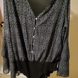 Perfectly Priscilla Black Floral Bodysuit Size 2XL 
