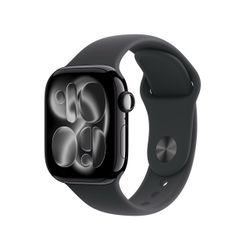 Apple Watch Series 11 (GPS) 42mm Jet Black Aluminum Case with Black Sport Band - S/M - Jet Black - (2025)