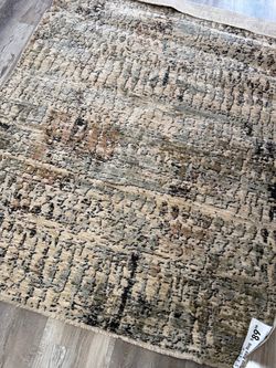 5 × 8 (ft) Loomed Polyester Cream Rectangular Indoor Abstract Mid-Century Modern Area Rug, Pet Friendly