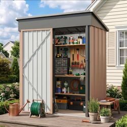 🔥new inbox🔥5x3 FT Shed Outdoor Waterproof Storage Shed
Metal Garden Shed with Lockable Doors & Slooping Roof