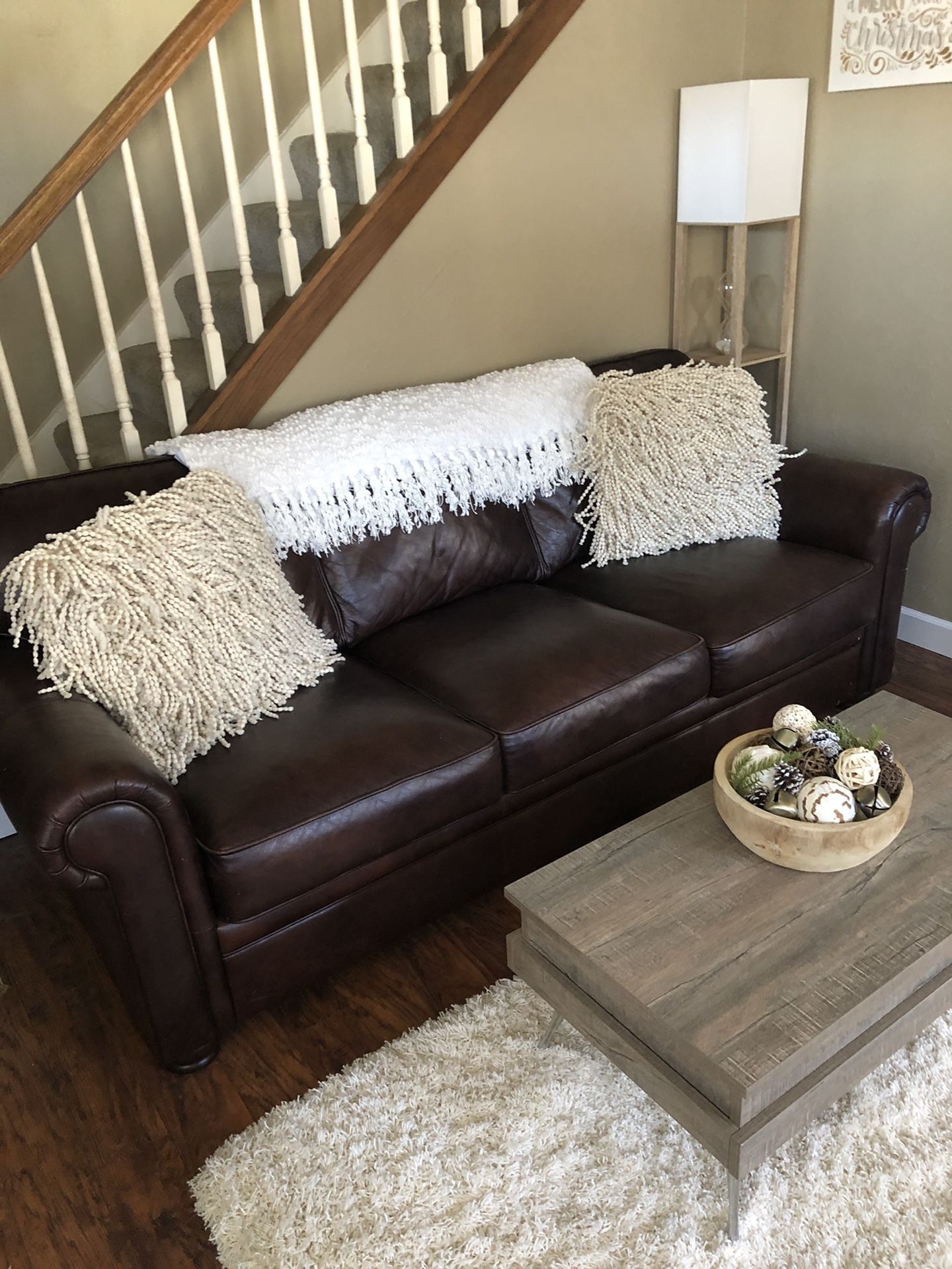Brown Leather Couch Set