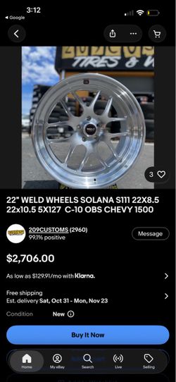BRAND NEW WELD SOLANA 22x9.5 6x135 – S11129589P25 – SET OF 4