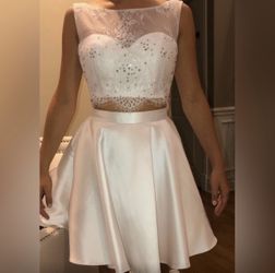 Alyce Paris Women’s Weddings White Bridesmaid Prom Glitter Tank Top & Skirt Sz:4