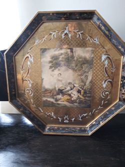 Antique Vintage glass frame hexagonal shape