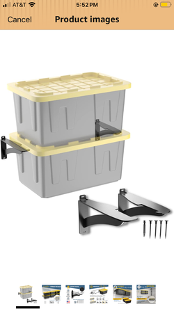 Koova Wall Mounted Tote Rack Storage System, Fits 27-Gallon Black and Yellow Commander Style Bins