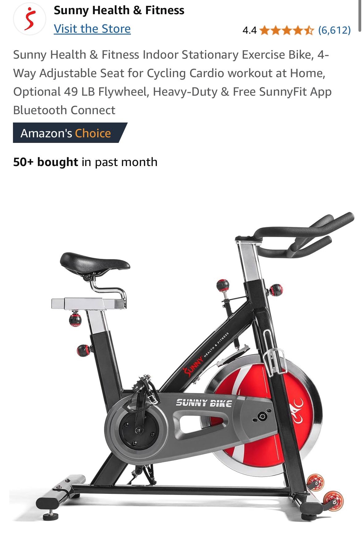 Sunny Health & Fitness Indoor Stationary Exercise Bike