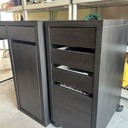 IKEA Dark Coffee Color Desk With 4 Drawer Add On Fairly New Less Than A Year In Garage Moving Sale  