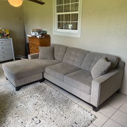 Gray L Shaped Fabric Sofa