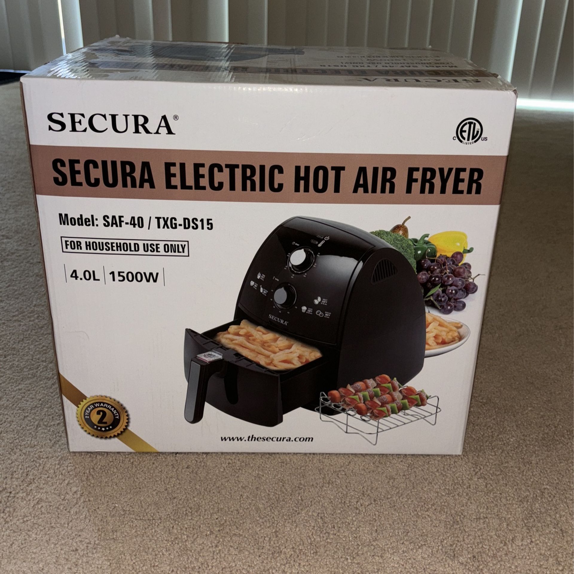 Secura Electric Hot Air Fryer 4.2 Quart TXG-DS15 with 1500 Watt