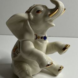 Vintage 1998 YH Porcelain Jeweled Elephant Figurine