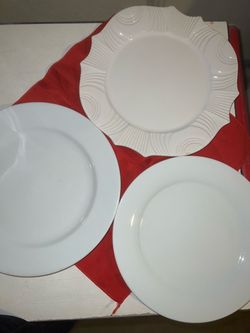 3 Vintage Antique Large Dinner Plates