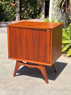 Mid Century Modern Refinished Record Cabinet Nightstand End Table