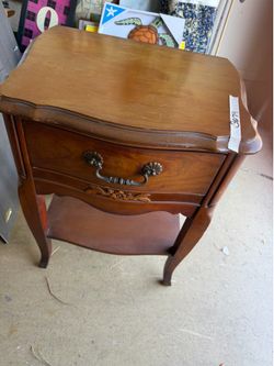 Vintage all wood nightstand just one heavy wood