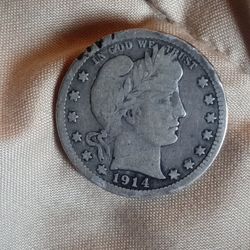 1914 Barber Silver Quarter