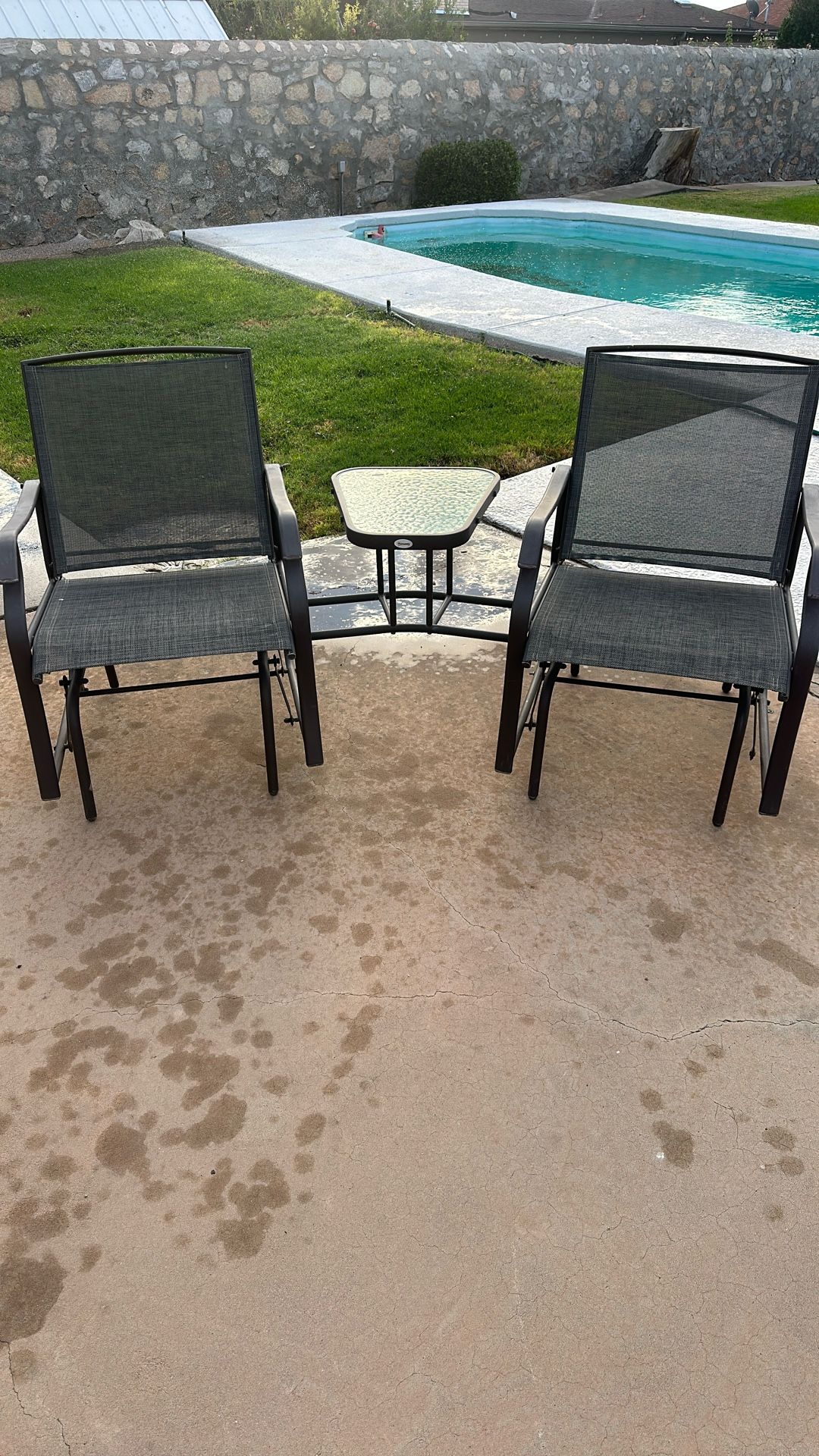 Outsunny Glider Chairs With Coffee Table (BOTH SETS)