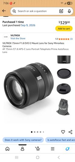 VILTROX 75mm F1.8 EVO E Mount Lens for Sony Mirrorless Cameras
AF 75mm f/1.8 APS-C Lens Portrait Telephoto Prime Autofocus Lens