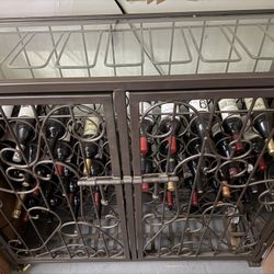 Custom Handmade Iron Wine Rack – Holds 60 Bottles + Wine Glasses