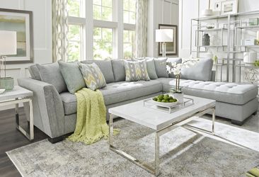Cindy Crawford Home Calvin Heights BlueStone Textured XL Version 2 Piece Sectional