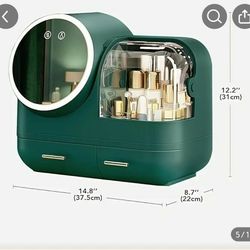 Cosmetic Organizer With LED Mirror And Drawers 