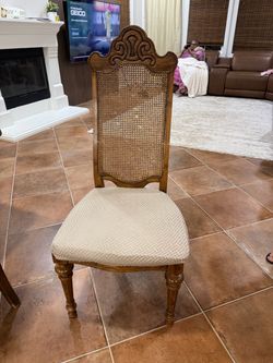 Vintage Wood Cane Back Dining Chair