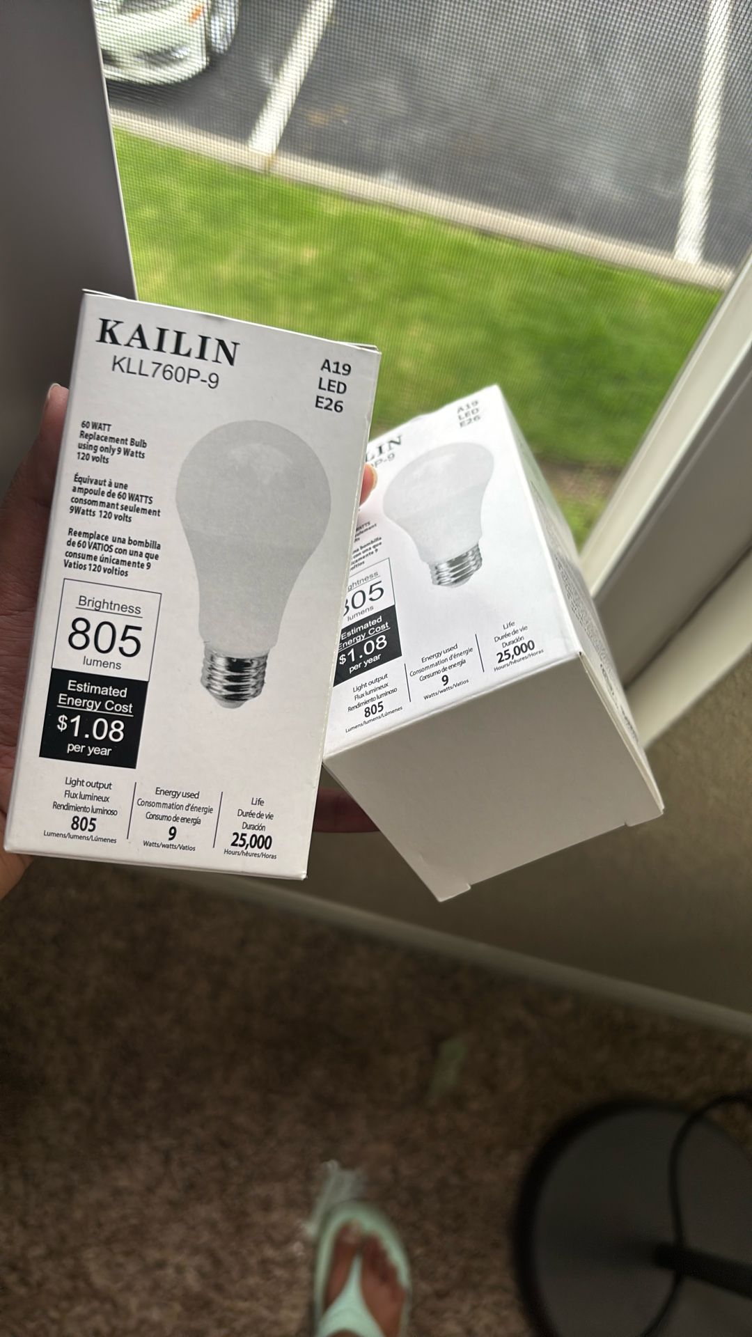 3 New KAILIN LED Light Bulbs – 9W (60W Equivalent), E26, 805 Lumens