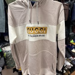 Men’s Size M Hoodie Beige Cream Colorblock Pullover Sweatshirt New Without Tags