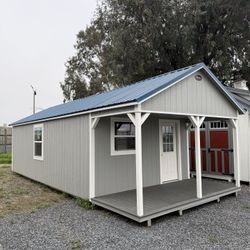 14x32 Shed w/ 6ft Porch & Loft - Great Tiny Home / ADU Setup 