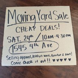 MOVING YARD SALE (fundraiser)