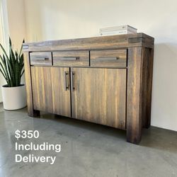 Lia Solid Wood Acacia Sideboard Buffet Cabinet – 48” Wide – Rustic Modern – Free Delivery