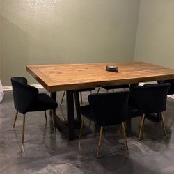 Wood Table With 6 Chairs 