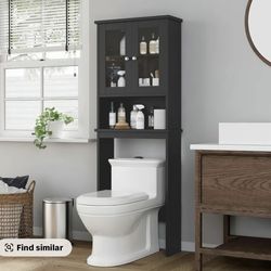 Walsunny Over The Toilet Storage Cabinet, Bathroom Shelf Organizer with Anti-Tip Device Small Freestanding Space Saver with Adjustable Decor Racks