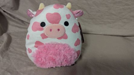 Kellytoy Squishmallows Evangelica Cow Small Plush Pink White Hearts 2023