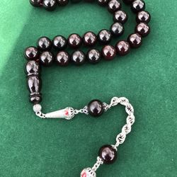 Nice Color Amber Rosary 📿 33 Beads Prayer 925 Sterling Silver Tassel