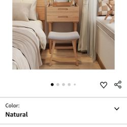Solid Wood Small Vanity Desk with Flip Top Mirror, Brightness Adjustable Lights, Compact Vanity with Glass Top and Drawers, Slim Dressing Table for Sm