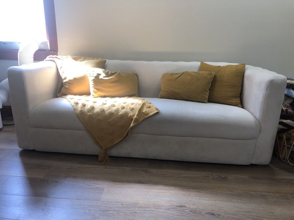 Cream Velvet Sofa couch $800 OBO