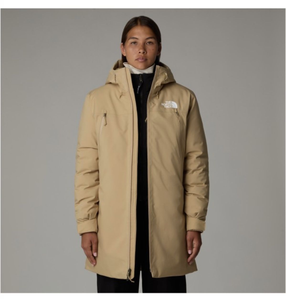 The North Face Mountain Range Down Parka in Khaki Stone color, Sz. S NWT