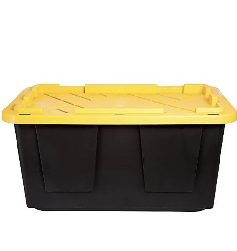 Greenmade Storage Bin with Lid, 27 Gallon, Black and Yellow