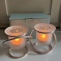 New Partylite Silver Plated Gemini Candle Holder 