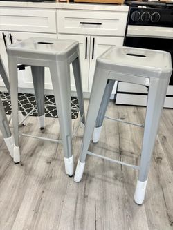 MoNiBloom 24" Bar Stool, Barstool Set of 2 Modern Style Industrial Patio Furniture Indoor Outdoor Stackable Kitchen Stools Dining chairs GREY ❗️