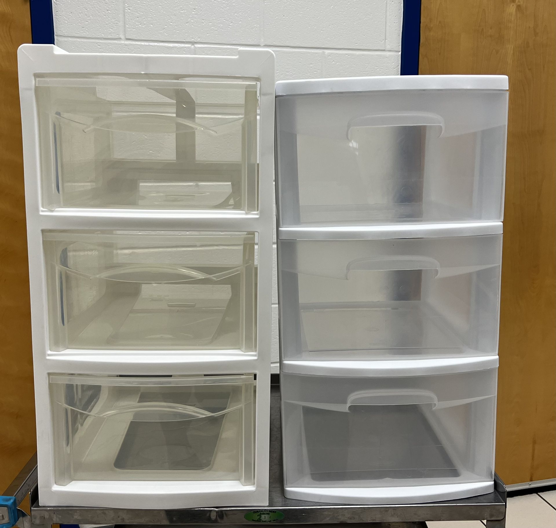 Two Plastic Storage Container Drawers