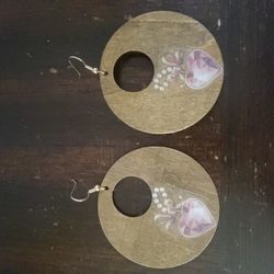 Wood pendant earrings