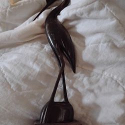 Vintage Sculpture Of Crane Is