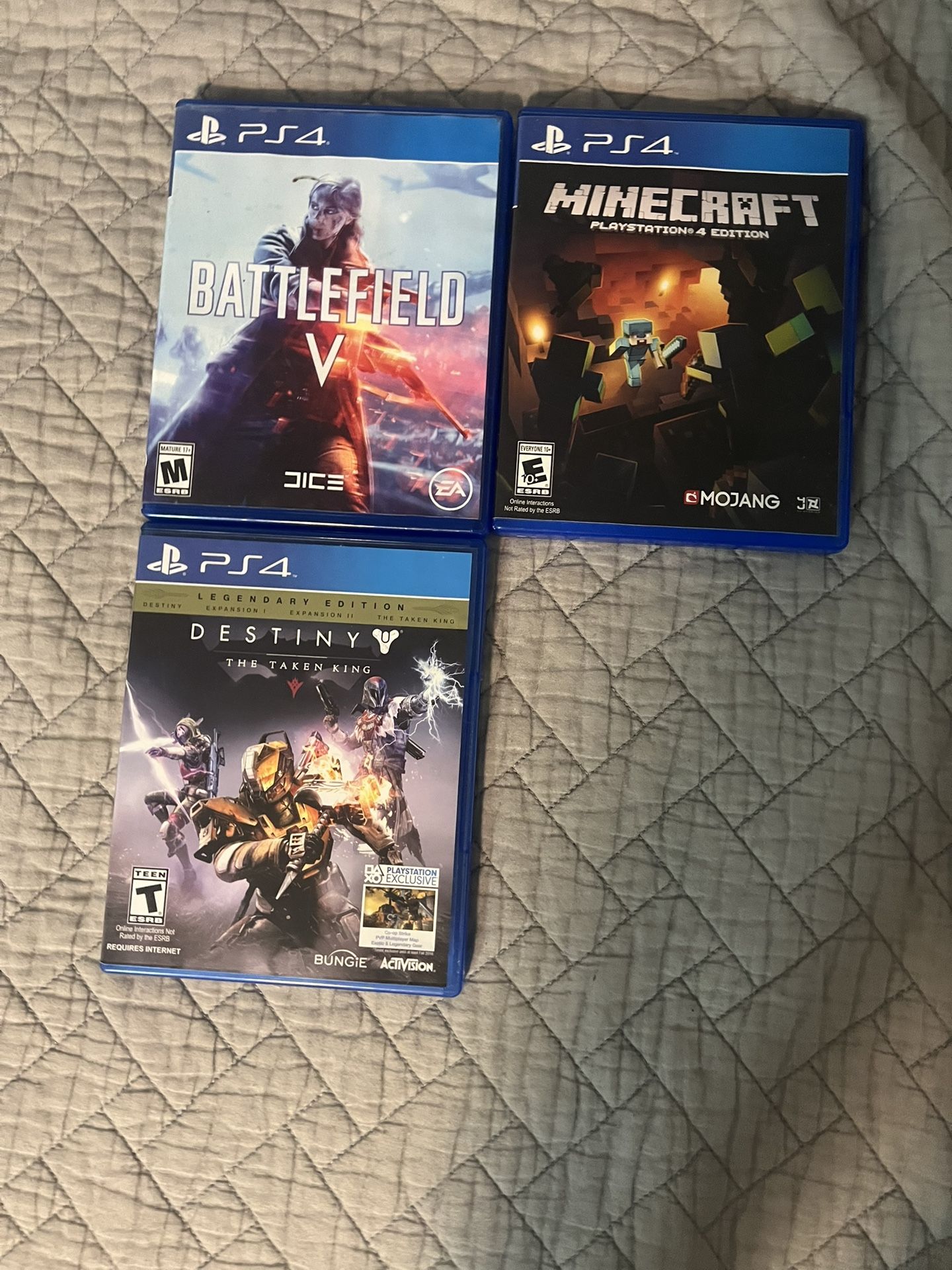Battle field V, minecraft playstation 4 edition, destiny the taken king