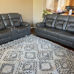 New Reclining Couch / Love Seat.  Grey Or Brown Gel Leatherette.  Free Delivery!