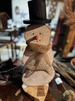 Hand Made Log Snowman